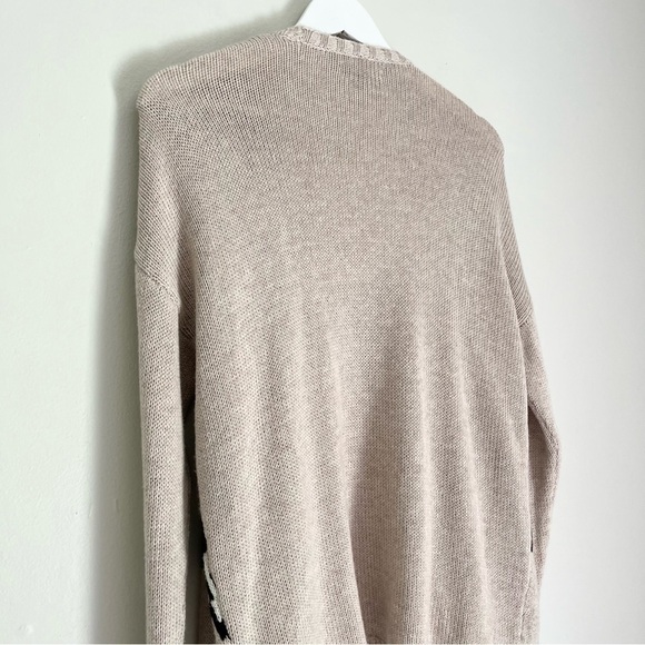 American Eagle Wool Blend Open Waterfall Fringe‎ Cardigan Aztec Tan Black Medium - Picture 5 of 10